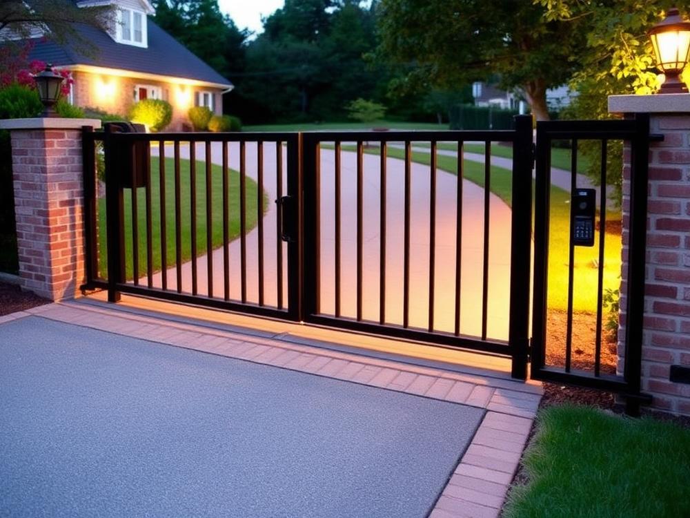 Automatic steel driveway gate with keypad entry